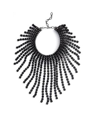 CRISTABELLE Graduated Fringe Statement Necklace - Black