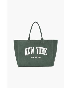 Anine Bing Leo Canvas New York College Tote - Green