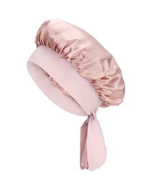 BLISSY Bow Mulberry Silk Bonnet - Pink