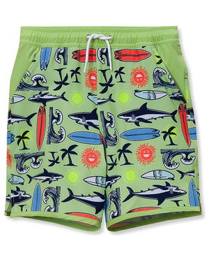 Lands' End Boys Stretch Hydroliner Sport Swim Trunk - Green