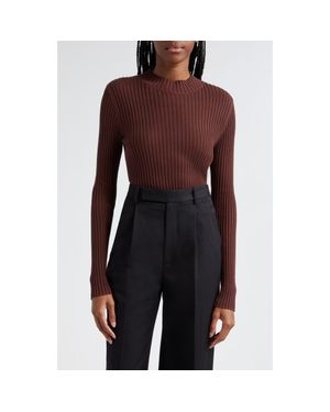 ATM Mock Neck Silk & Cotton Sweater - Purple