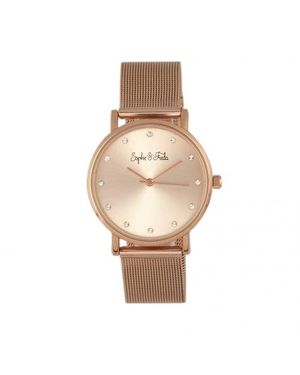 Sophie & Freda Sophie & Freda Savannah Mesh Bracelet Watch W/Swarovski Crystals - Natural