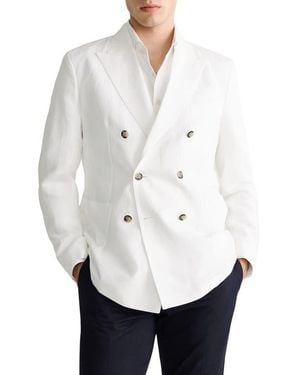 Mango Slim Fit Linen Blend Suit Jacket - White