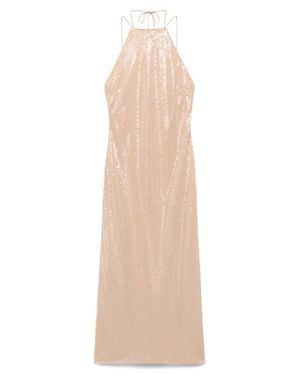 Mango Sequin Halter Cocktail Dress - Natural