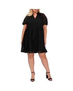 Cece Lace Tiered Babydoll Dress - Black