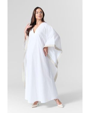 Le Fafo Luna Linen Kaftan Gown - White