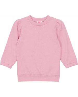 PINKY PROMISE Puff Sleeve Ribbed Trim Long Sleeve Blouse - Pink