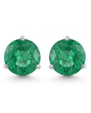 Bliss Diamond 5Ct Round Emerald Studs 9Mm 14K Earring 3 Prong Martini Lab Grown - Green