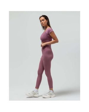 Reformer Ribbed Cap Sleeve Crop Top - Purple