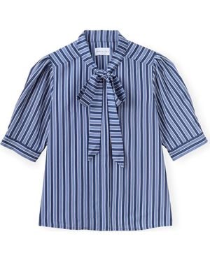 Cartolina Nantucket Peggy Neck-Tie Blouse - Blue