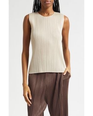 Issey Miyake Monthly Colors May Pleated Sleeveless Top - Brown