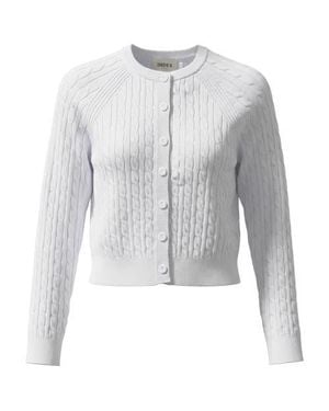 Index Cable Knit Raglan Sleeve Button Front Cardigan - Gray
