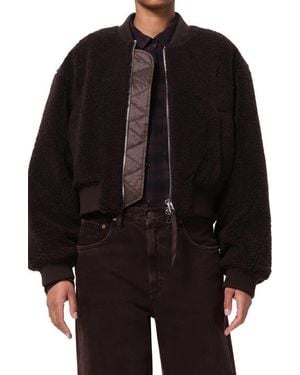 Agolde Iona Skye Faux Shearling Bomber Jacket - Black