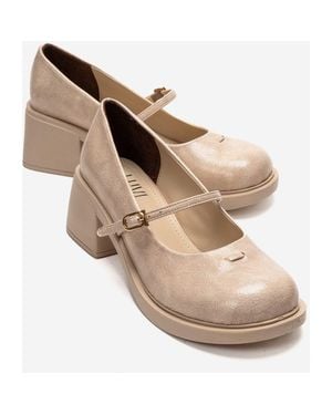 Prologue Shoes Luanda Block Heel Mary Jane Shoes - Natural