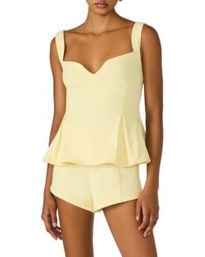 Steve Madden Zenia Stretch Cotton Peplum Top - Yellow
