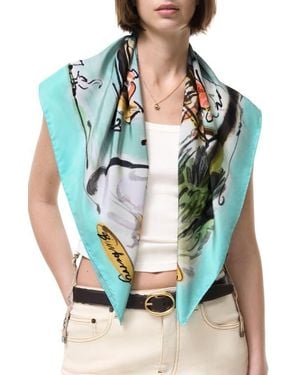 Burberry Swan Lake Watercolor Square Silk Scarf - Green