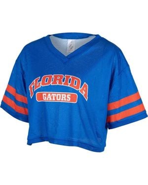 ZooZatZ Florida Gators Mesh Cropped V-Neck T-Shirt - Blue