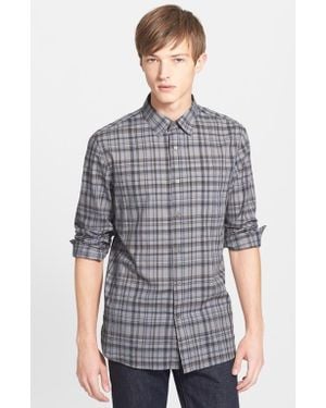 John Varvatos Slim Fit Plaid Sport Shirt - Gray