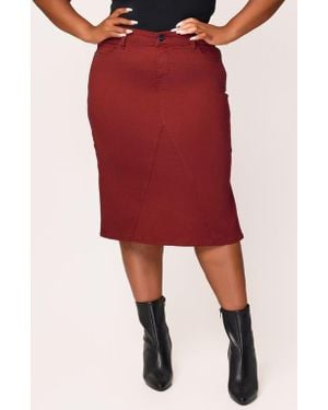 Slink Jeans Denim Midi Skirt - Red