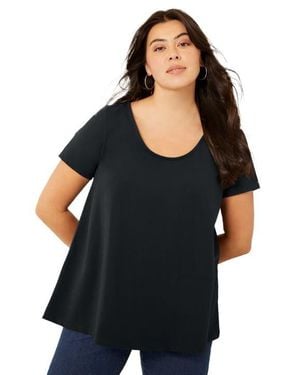 June + Vie Short Sleeve Swing One + Only Tunic - Black