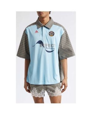 Martine Rose Mixed Media Oversize Polo - Blue