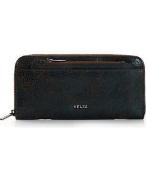 Velez Folia Leather Checkbook Wallet - Black