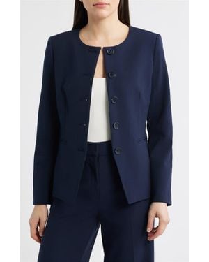 Tahari Collarless Jacket - Blue