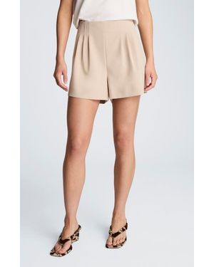 Kenneth Cole Pleated High Waist Shorts - Natural