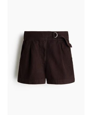 H&M Belted Denim Shorts - White