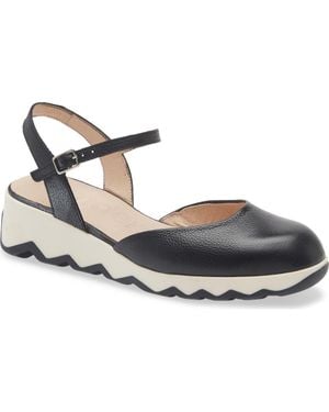 Wonders Ankle Strap Platform Ballet Pump - Blue