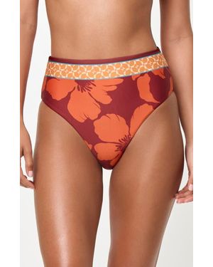 LSPACE Soleil High Waist Rib Bikini Bottoms - Orange