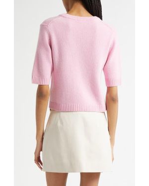 Ganni Tie Front Wool Blend Cardigan - Pink