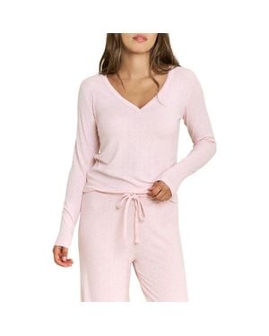 Honeydew Intimates Cloud Modal Long Sleeve Henley - Pink