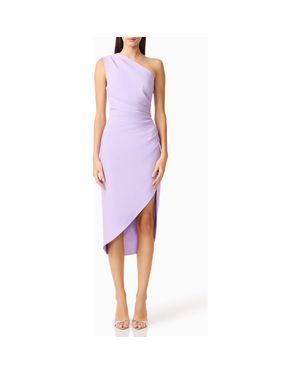 Elliatt Xara One-Shoulder Asymmetric Crepe Cocktail Dress - Purple