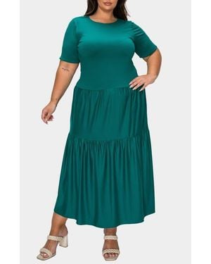 L I V D Jourdan Tiered Maxi Dress - Green