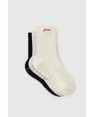 Fraise The Script Set Grip Socks - White