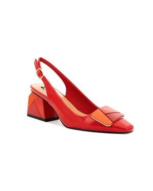 Ninety Union Multi Color Ornament Slingback Pump With Matching Heel - Red