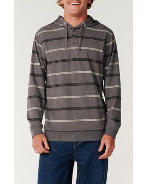 Rip Curl Grid Hood Stripe Henley Hoodie - Gray