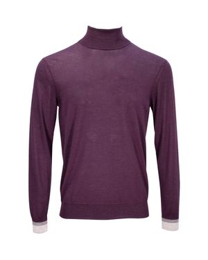 lords of harlech Ronald Merino Wool Turtleneck Sweater - Purple