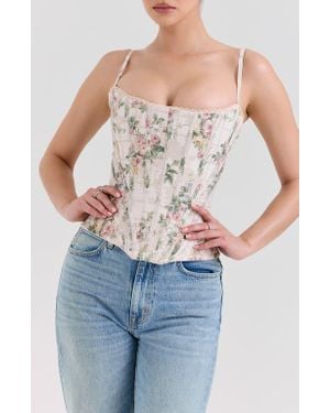 House Of Cb Kikki Stretch-Cotton Corset Top in White | Lyst