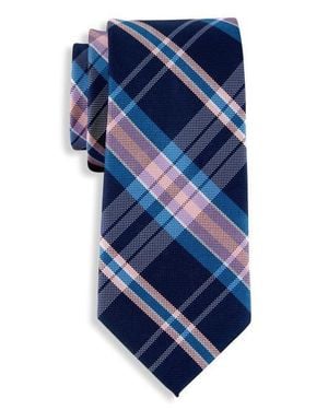 Oak Hill by DXL Big & Tall Traditional Plaid Tie - Blue