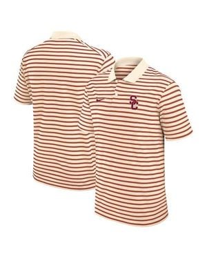 Nike Usc Trojans Primary Logo Striped Dri-Fit Polo - Pink