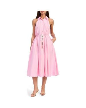 En Saison Brynn Belted Sleeveless Midi Dress - Pink