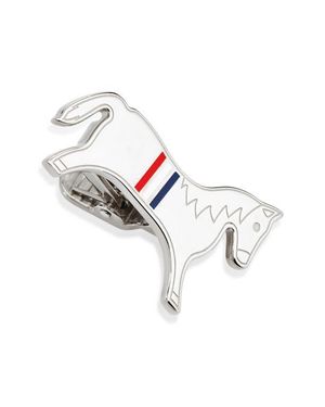 Thom Browne Horse Sterling & Enamel Tie Clip - Metallic