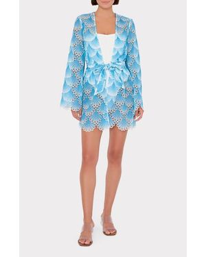 MILLY Jessie Bubble Wave Lace Cover-Up Dress - Blue