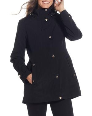 Gallery Water Resistant Zip Front Rain Jacket - Blue