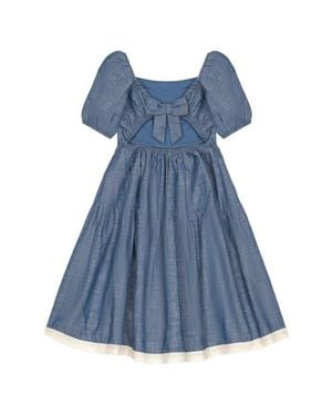 Hope & Henry Girls' Organic Crochet Trim Dress, Toddler - Blue