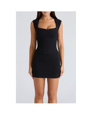 House Of Cb The Mini Skirt Ponte Skort - Black