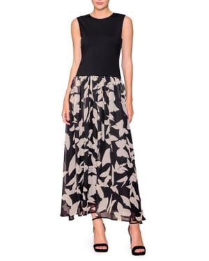 MELLODAY Sleeveless Mixed Media Maxi Dress - Black