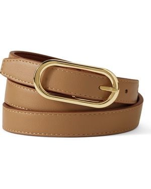 Lands' End Faux Leather Skinny Reversible Belt - Natural
